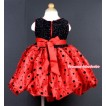 Red Rose Waist, Red Black Polka Dots Wedding Party Dress PD028 